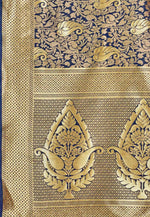 Load image into Gallery viewer, Navy Blue Banarasi Silk Saree With Blouse