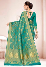 Load image into Gallery viewer, Green Banarasi Silk Festival Wear Saree