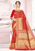 Load image into Gallery viewer, Red Banarasi Silk Festival Wear Saree
