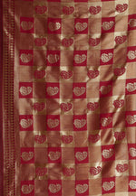 Load image into Gallery viewer, Maroon Banarasi Silk Saree With Blouse