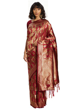 Load image into Gallery viewer, Maroon Banarasi Silk Saree With Blouse