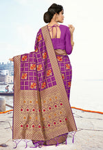 Load image into Gallery viewer, Violet Banarasi Silk Saree With Blouse