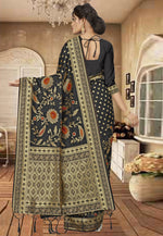 Load image into Gallery viewer, Black Banarasi Silk Saree With Blouse