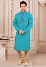 Load image into Gallery viewer, Aqua Dupion Silk Kurta Pajama