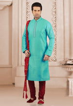 Load image into Gallery viewer, Aqua Dupion Silk Kurta Pajama