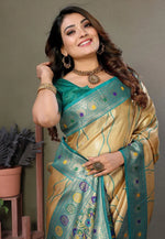 Load image into Gallery viewer, Beige Banarasi Silk Saree