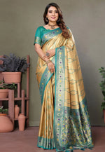 Load image into Gallery viewer, Beige Banarasi Silk Saree