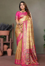 Load image into Gallery viewer, Beige Banarasi Silk Saree
