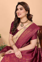 Load image into Gallery viewer, Beige Banarasi Silk Saree