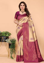 Load image into Gallery viewer, Beige Banarasi Silk Saree