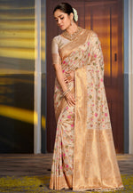 Load image into Gallery viewer, Beige Banarasi Silk Saree