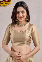 Load image into Gallery viewer, Beige Banarasi Silk Saree With Blouse