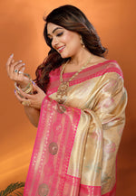 Load image into Gallery viewer, Beige Banarasi Silk Saree With Blouse