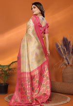 Load image into Gallery viewer, Beige Banarasi Silk Saree With Blouse