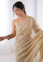 Load image into Gallery viewer, Beige Chiffon Saree With Blouse