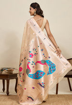Load image into Gallery viewer, Beige Cotton Silk Paithani Saree