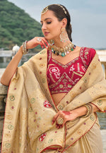 Load image into Gallery viewer, Beige Kanjivaram Silk Saree