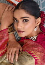 Load image into Gallery viewer, Beige Kanjivaram Silk Saree With Blouse