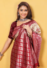 Load image into Gallery viewer, Beige Kanjivaram Silk Saree With Blouse