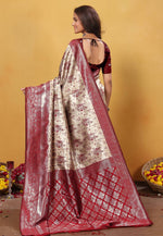 Load image into Gallery viewer, Beige Kanjivaram Silk Saree With Blouse