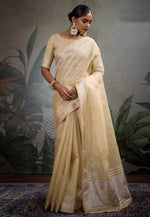 Load image into Gallery viewer, Beige Linen Saree With Blouse