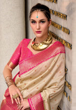 Load image into Gallery viewer, Beige Silk Saree With Blouse