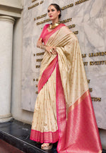 Load image into Gallery viewer, Beige Silk Saree With Blouse