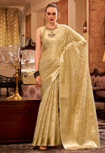 Load image into Gallery viewer, Beige Tissue Silk Saree With Blouse