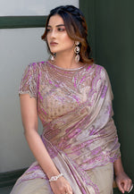 Load image into Gallery viewer, Beige Velvet Sequence Saree