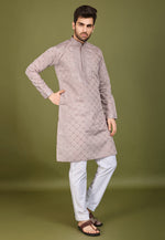 Load image into Gallery viewer, Beige Viscose Kurta Pajama With Stole