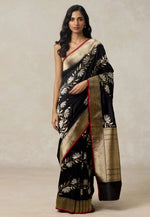 Load image into Gallery viewer, Black Banarasi Silk Saree