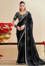 Load image into Gallery viewer, Black Chiffon Saree With Blouse
