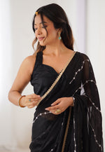 Load image into Gallery viewer, Black Chiffon Saree With Blouse