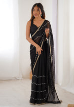 Load image into Gallery viewer, Black Chiffon Saree With Blouse