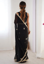 Load image into Gallery viewer, Black Chiffon Saree With Blouse