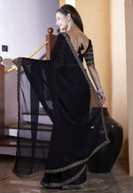 Load image into Gallery viewer, Black Chiffon Saree With Blouse