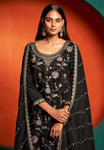 Load image into Gallery viewer, Black Chinon Pakistani Suit