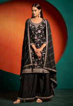 Load image into Gallery viewer, Black Chinon Pakistani Suit