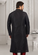 Load image into Gallery viewer, Black Dupion Silk Kurta Pajama