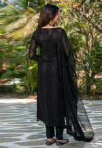 Load image into Gallery viewer, Black Faux Georgette Readymade Pakistani Suit