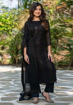 Load image into Gallery viewer, Black Faux Georgette Readymade Pakistani Suit