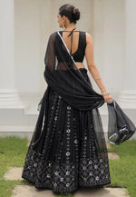 Load image into Gallery viewer, Black Georgette A Line Lehenga Choli
