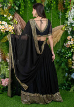 Load image into Gallery viewer, Black Georgette Circular Lehenga Choli