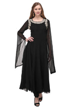 Load image into Gallery viewer, Black Georgette Kurta Set With Churidar
