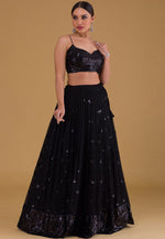Load image into Gallery viewer, Black Georgette Lehenga Choli
