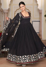 Load image into Gallery viewer, Black Georgette Long Anarkali Suit