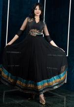 Load image into Gallery viewer, Black Georgette Readymade Anarkali Suit