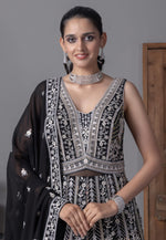 Load image into Gallery viewer, Black Georgette Readymade Anarkali Suit