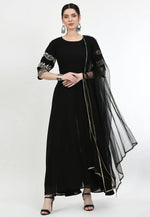 Load image into Gallery viewer, Black Georgette Readymade Anarkali Suit