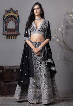 Load image into Gallery viewer, Black Georgette Readymade Lehenga Choli